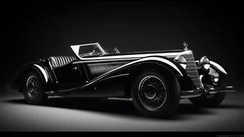 Photorealistic studio render of classic roadster profile.