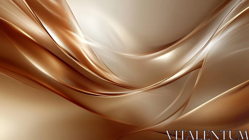 Elegant flowing bronze and cream abstract digital art background.