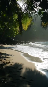 Tropical Paradise: Where Palm Shadows Dance on Sandy Shores.