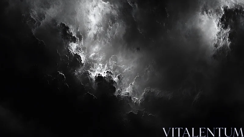 Stormlit clouds swirling through a quiet midnight sky.