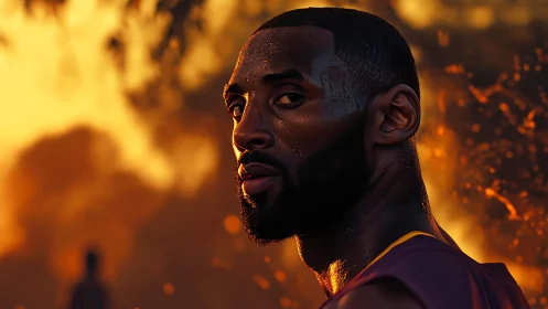 Backlit athlete portrait with high contrast rim lighting and bokeh