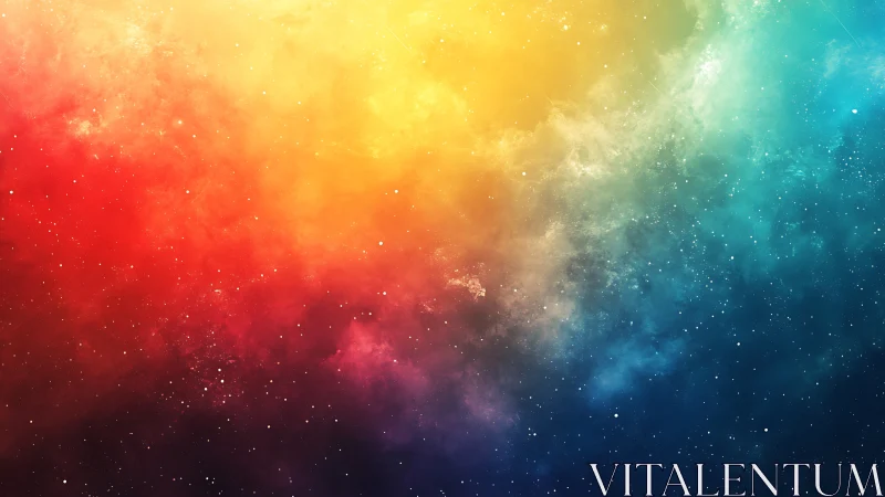 Starlit rainbow nebula drift in a cosmic painted sky.