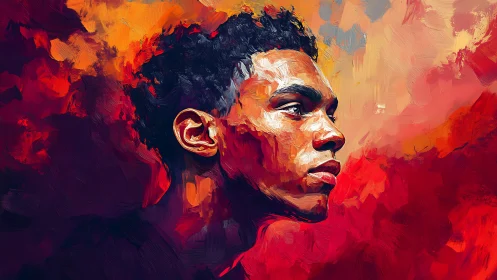 Expressive side-profile portrait uses impasto strokes and warm palette