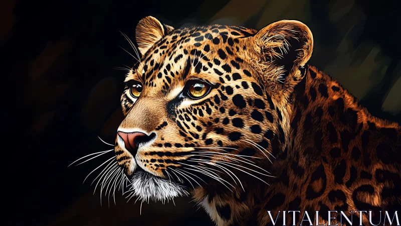 Majestic Leopard with Piercing Golden Eyes Gazes Ahead