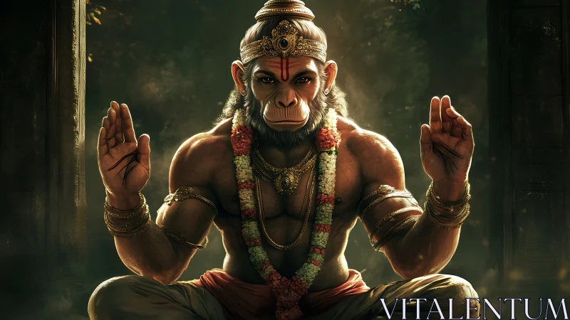 Divine simian deity rendered in high-detail cinematic 3D lighting