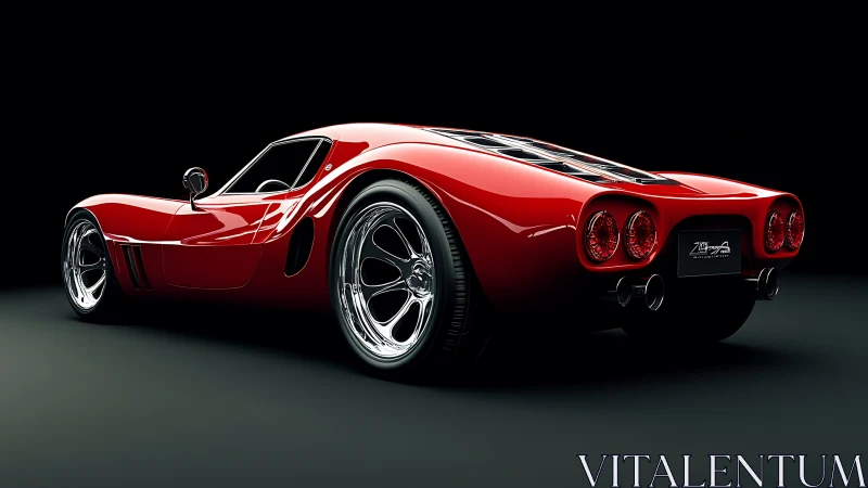 Low-angle render showcases a glossy red retro supercar form