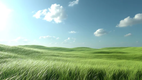 Wind-whispered grass oceans under a slow-drifting sky.