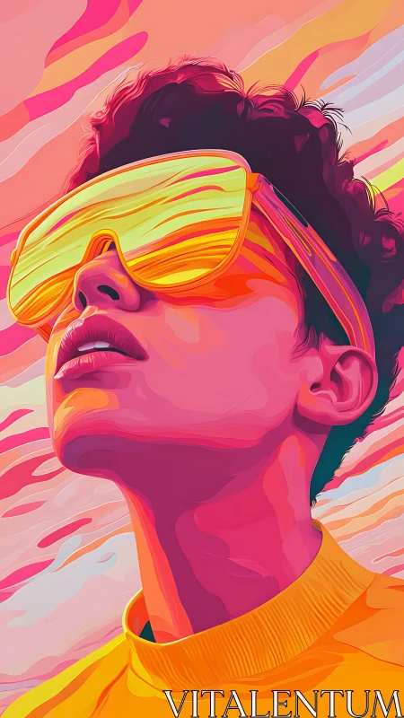Electric daydreams in neon sunglasses and sunset skies.