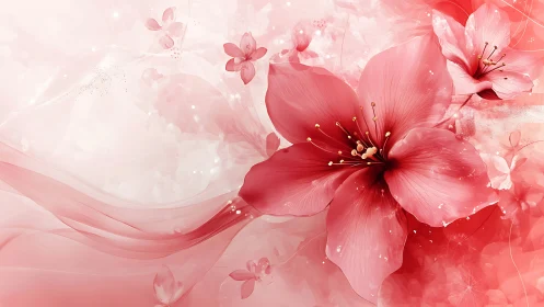 Luminous Blooms Dancing Through Waves of Rose-Tinted Dreams