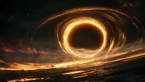 Solar maw at the world’s edge swirling in molten nightfire.