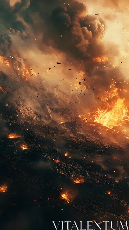 Volcanic Eruption with Pyroclastic Flows and Dispersed Debris Cloud