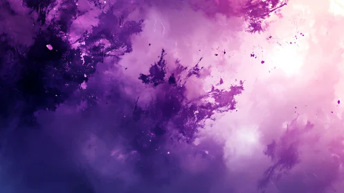 Violet nebula cloudscape with abstract luminous gradients.