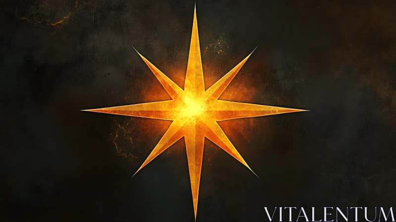 Radiant golden eight-pointed star glows over dark space