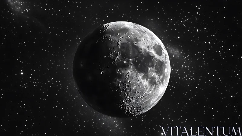 Lunar near side terminator in high contrast monochrome field