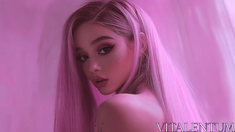 Neon pink portrait with soft-focus lighting and beauty detail