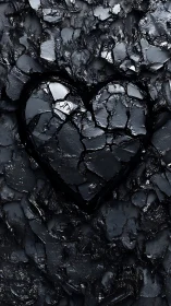 Cracked Black Surface Heart Shape