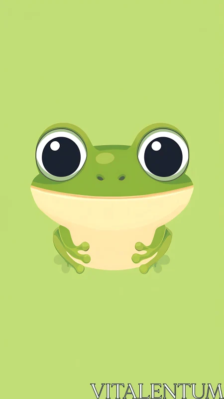 Minimalist vector frog portrait with centered negative space.
