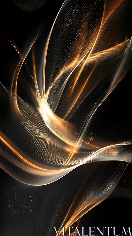 Luminous golden data waves over deep black field.