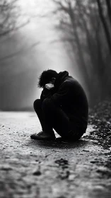 Quiet Moment in the Rain: Solitude on a Misty Forest Road.