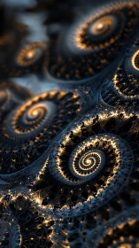 Luminous fractal spirals form intricate glowing lattice