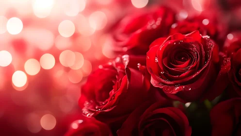 Velvet Roses in Rain: Nature's Romantic Moment.