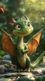 Juvenile forest dragon under volumetric sunlight study.