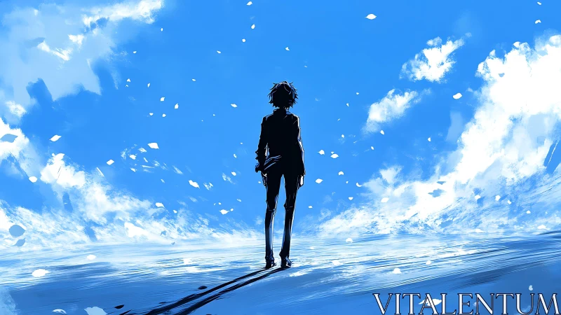 Skyline daydreamer walks the horizon of swirling light.