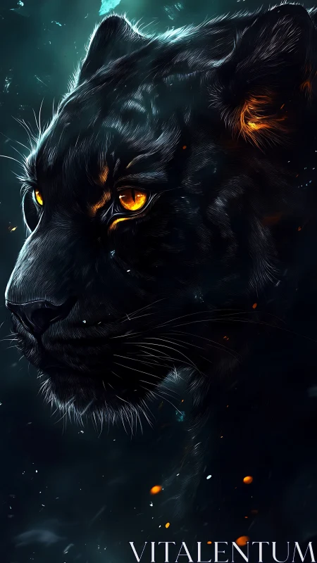 Black Panther with Luminous Amber Eyes.