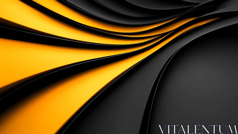 Dynamic black and yellow abstract waves in modern digital art style.