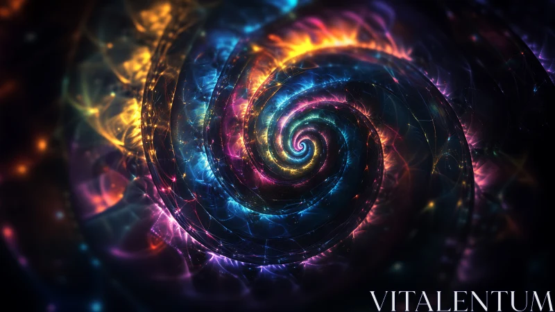Starlit cosmic spiral swirling with glowing rainbow energy.