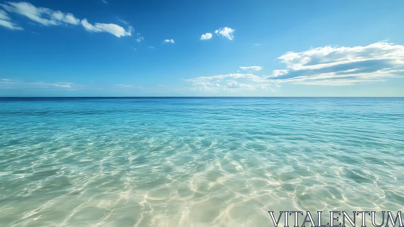 Photorealistic seascape with crystalline shallows and horizon line.