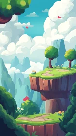 Sunny cliffside path invites gentle adventures in bright skies