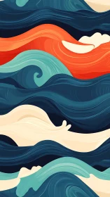 Abstract layered ocean waves render dynamic chromatic currents