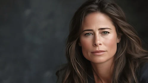 Confident woman with flowing hair in natural light, portrait style.