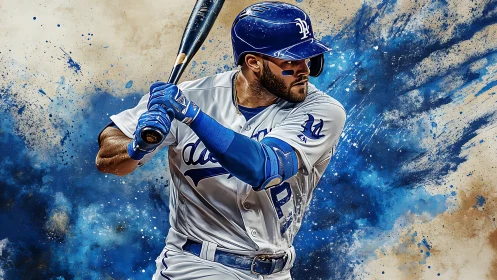 Powerful baseball batter prepares for a focused swing