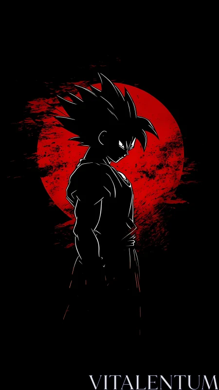 Shadow warrior ignites against a blood red lunar blaze.