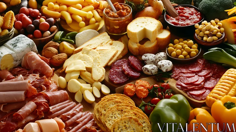 Mediterranean grazing board in sunset festival color riot.