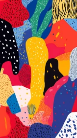 Chromatic jungle of abstract shapes dancing in playful chaos.