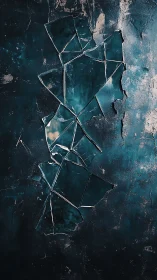 Shattered teal window scar carving light through darkness.