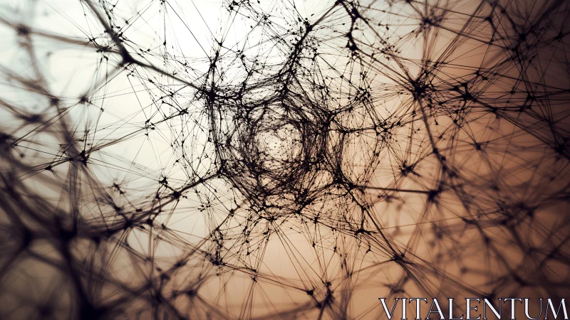 Intricate neural lattice spiraling through warm gradient space.