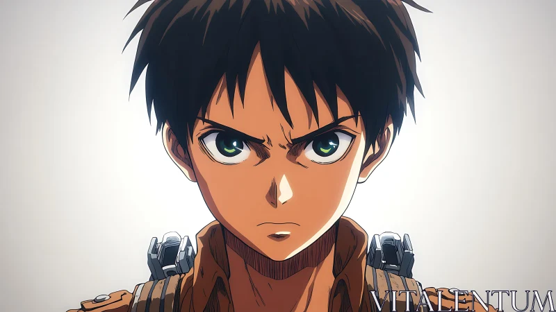 Determined anime hero ready to face the storm ahead.