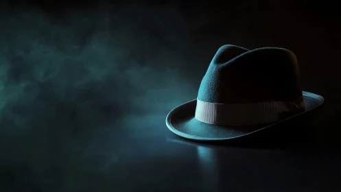 Classic fedora hat resting in moody, cinematic light.