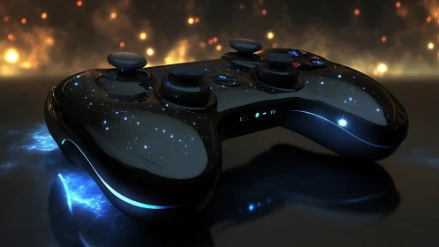 Futuristic Gaming Controller with Cosmic Design.