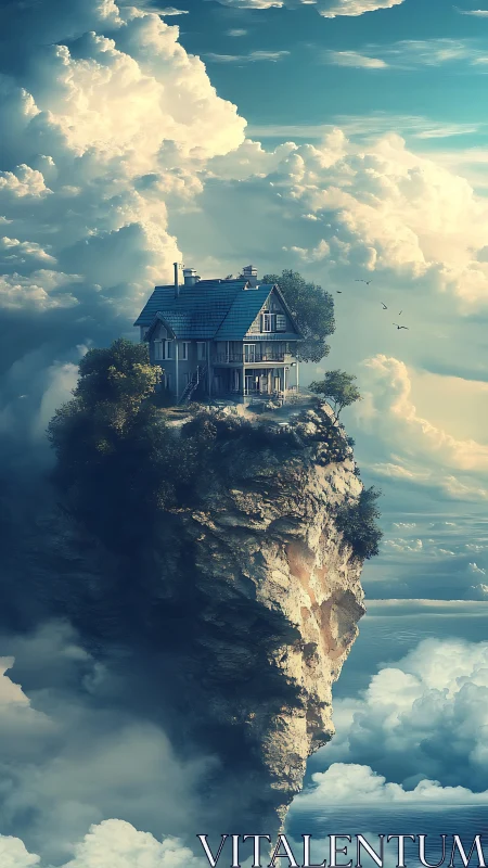 Sky-high cottage perches on a dreamy cloud-kissed cliff