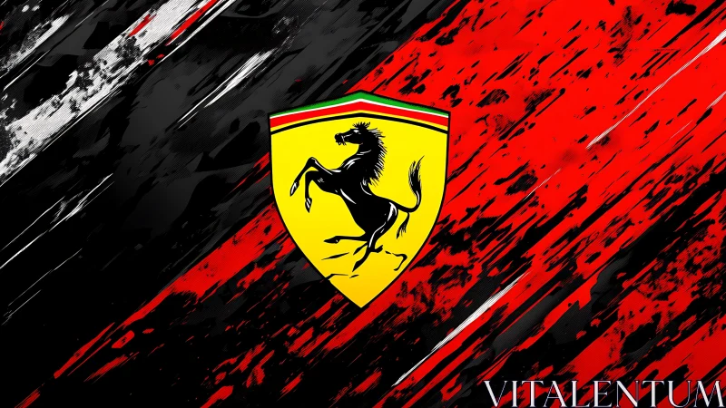 Prancing stallion bursts through storm of red and shadow speed