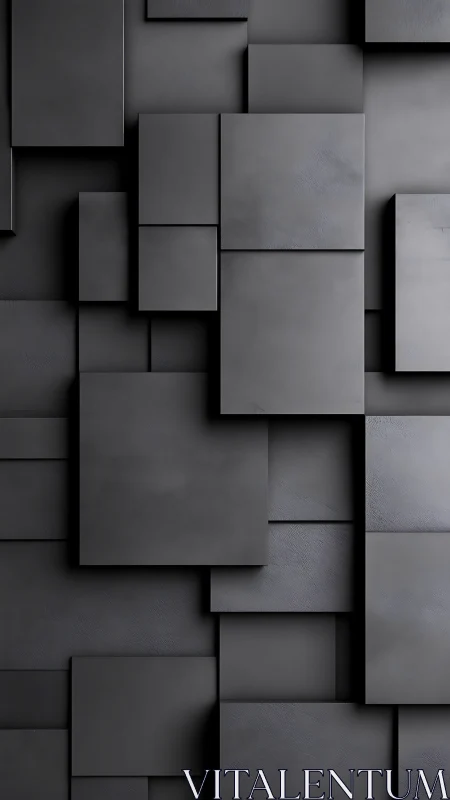 Layered charcoal panels creating calm geometric rhythm.