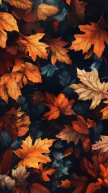 Overlapping autumn foliage on dark contrasting background.