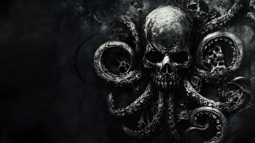 Deepwater skull kraken coils in storm-soaked darkness.