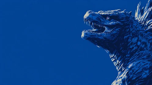 Side profile illustration of giant reptilian creature head.