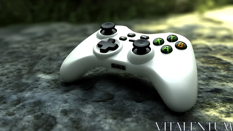 Xbox Controller 3D Render on Concrete Surface.